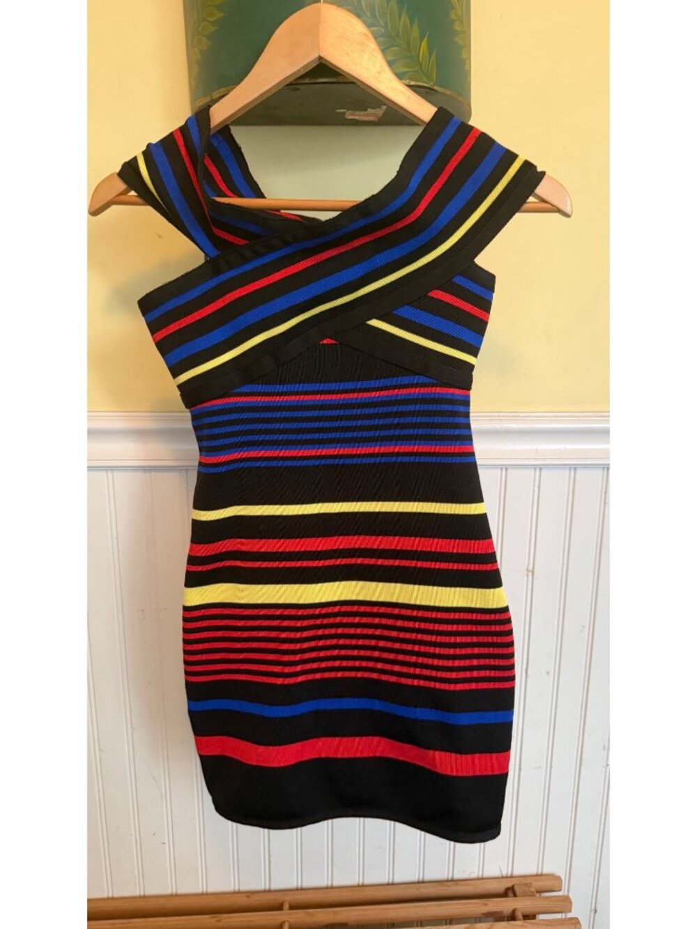Wow Couture Multicolor Striped Knit Bodycon Dress With Back Zipper Size S
